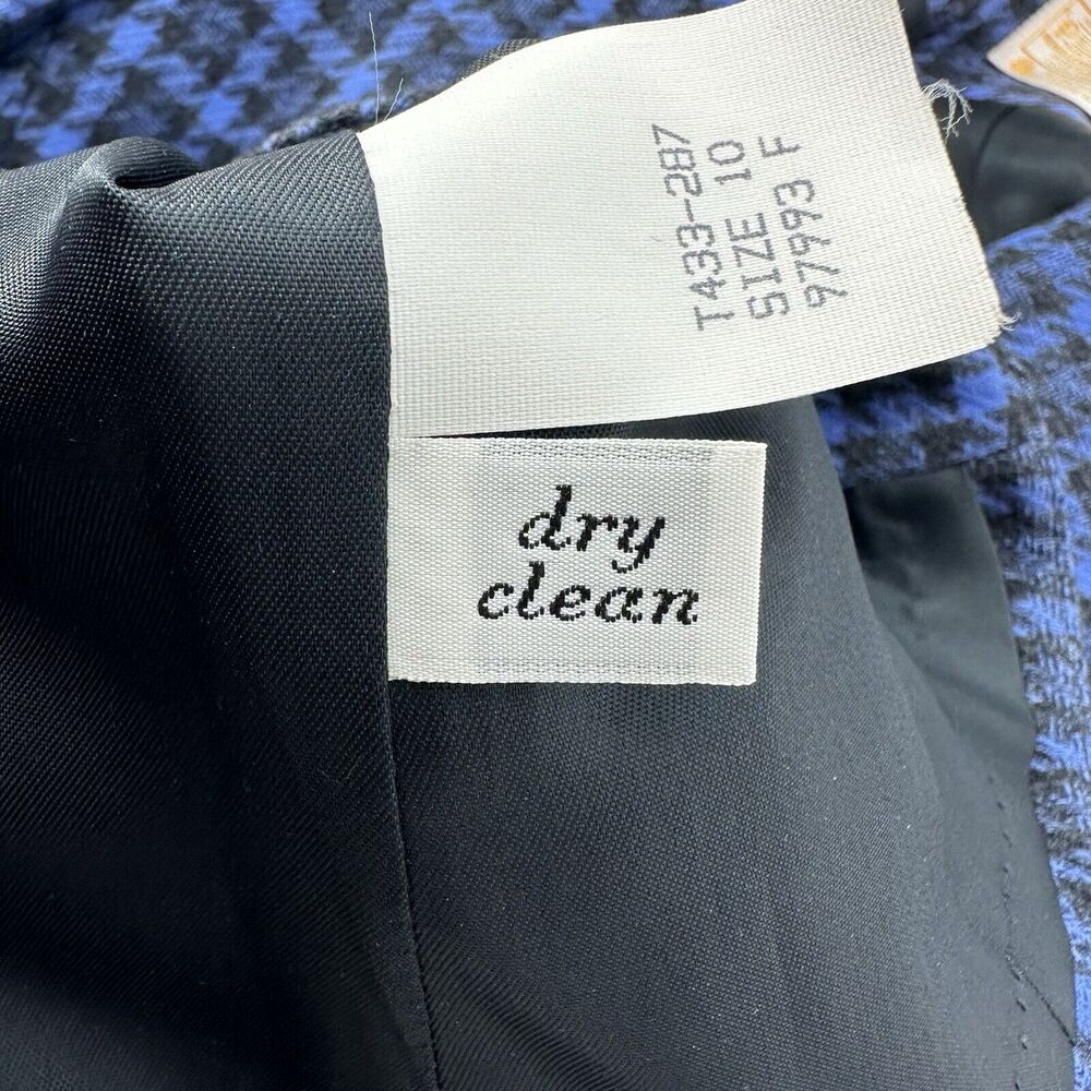 Vintage Pendleton Women Blazer Size 10 Blue Black Houndstooth 100% Virgin Wool - Picture 5 of 6